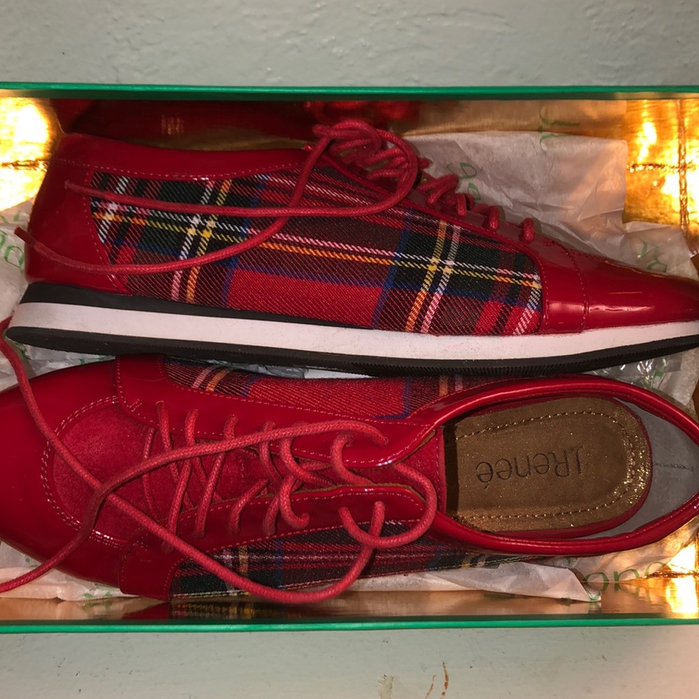 J. Reneé Mackenna Plaid Red Shoes